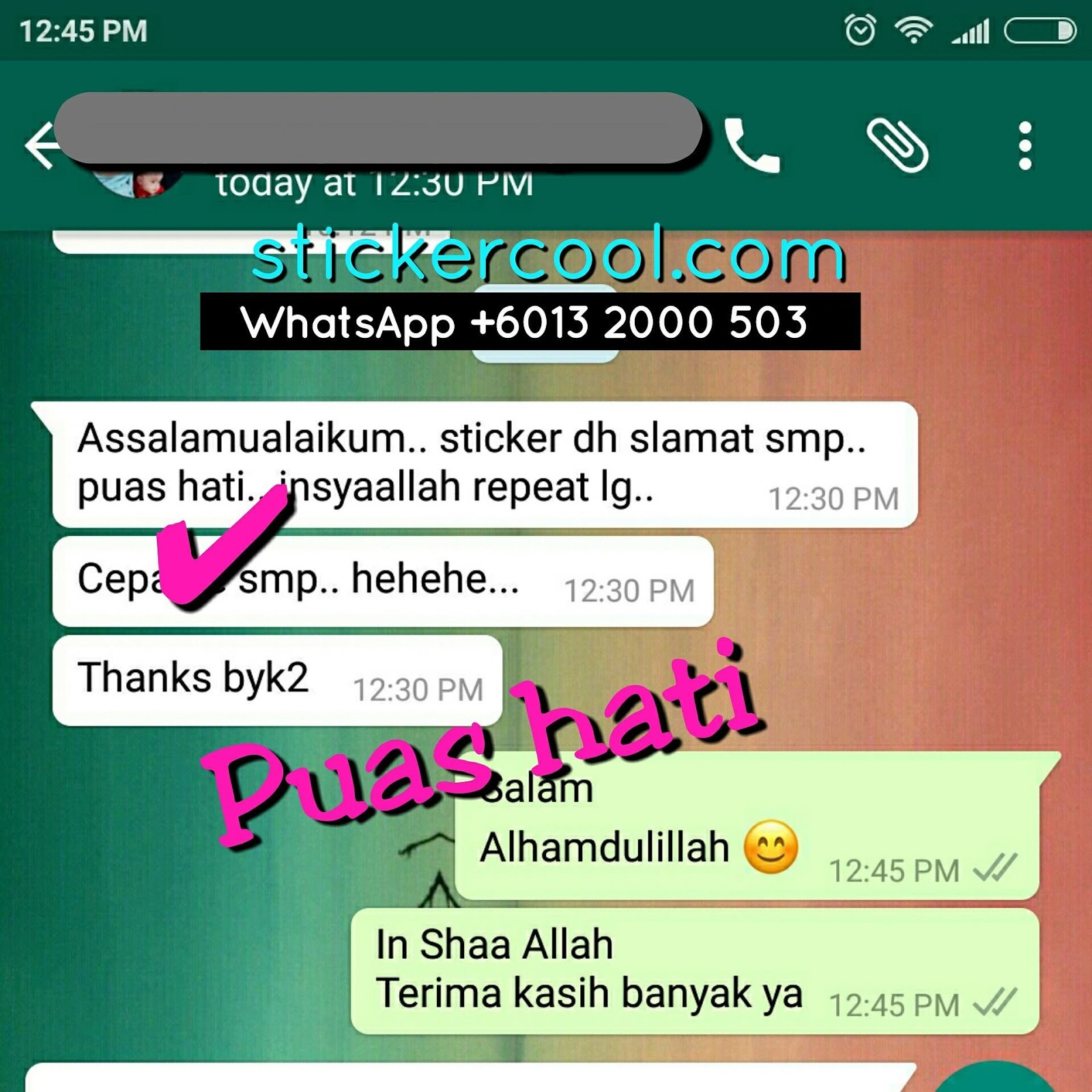 Sticker Cool - Tempah Sticker Online: Testimoni