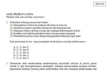 Soal USBN Sosiologi SMA MA