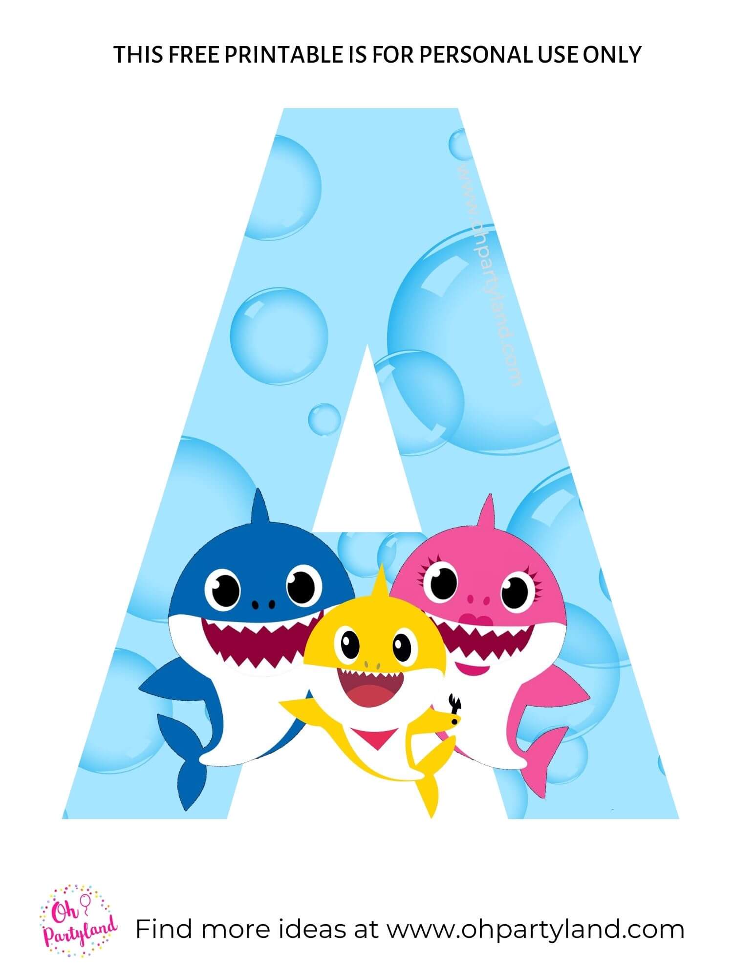 free printable baby shark alphabet letter a
