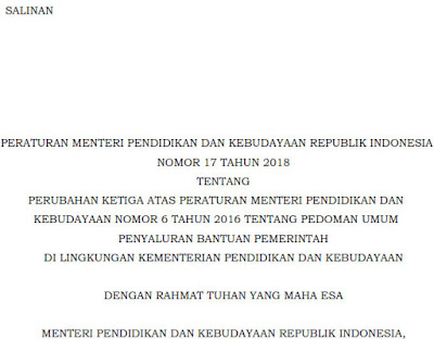 Permendikbud Nomor 17 Tahun 2018