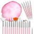 Nurse's Day Nail Brushes, Double-Ended Dotting Nail Pen Tool Set with Pink Resin Nail Palette for Home Salon