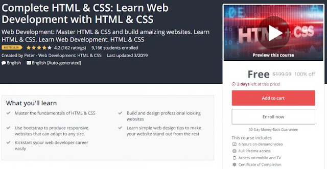 [100% Off] Complete HTML & CSS: Learn Web Development with HTML & CSS| Worth 199,99$