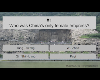 Who was China’s only female empress? Answer choices include: Tang Taizong, Wu Zhao, Qin Shi Huang, Puyi