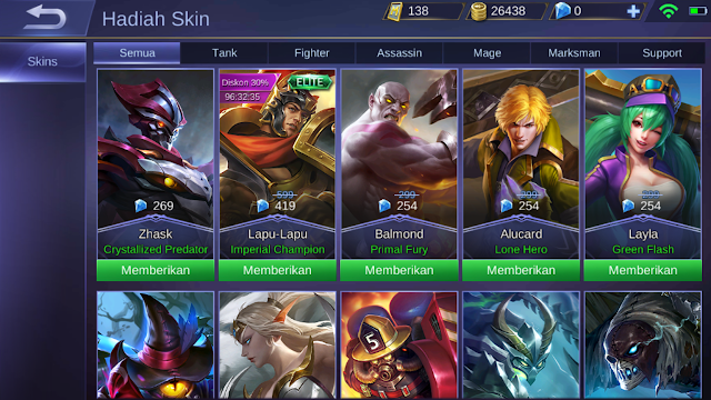 cara mengirim hero mobile legend