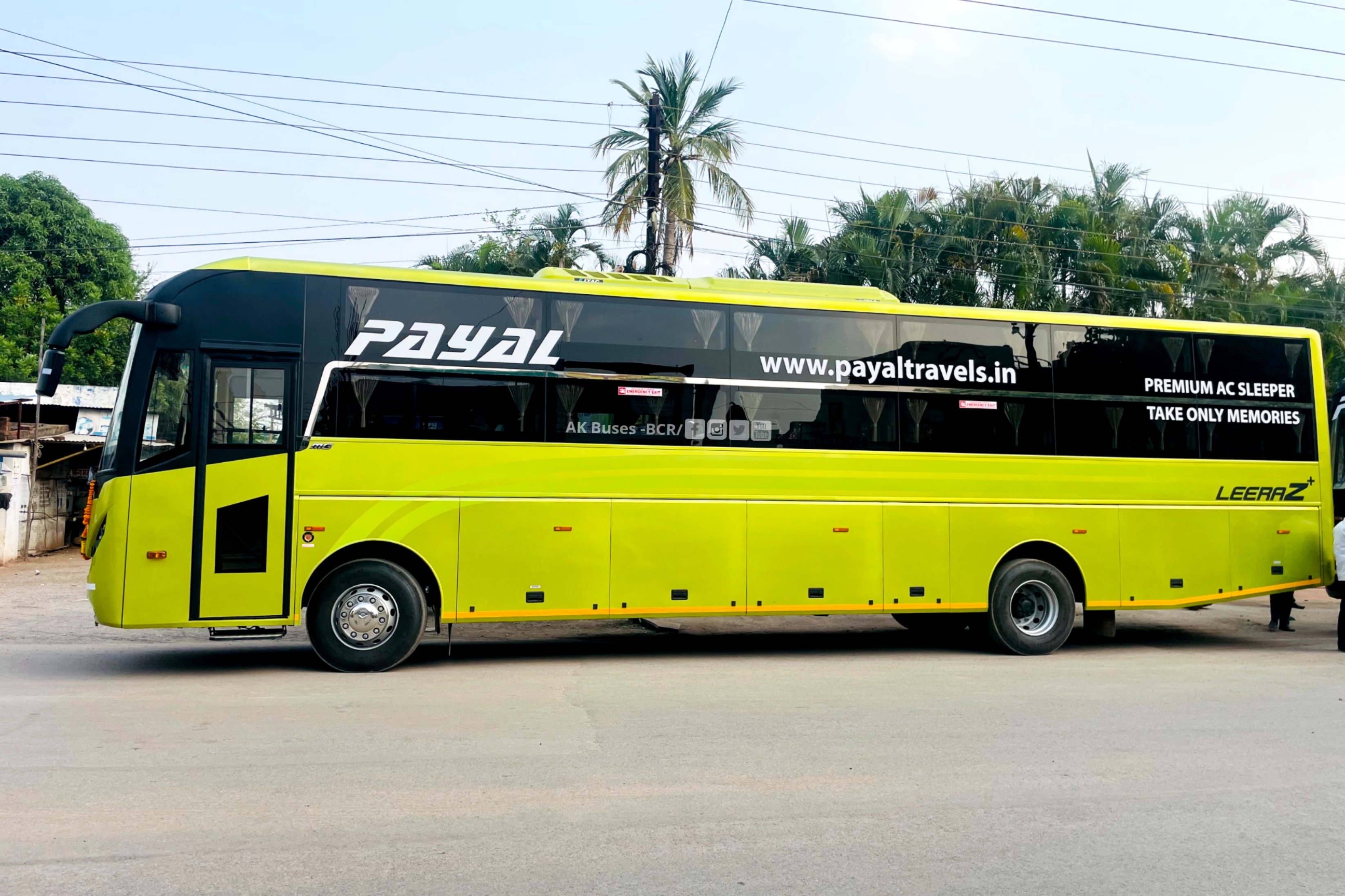 payal travels MG LeeraZ+ Bus side view