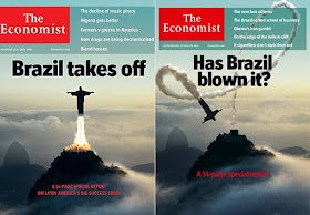 Capas da The Economist de 2009 e 2016 mostram a ascensão e declínio do Brasil