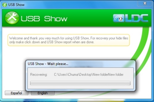 how to showa hidden files usin usb show