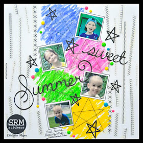 SRM Stickers Blog - Summer Sticker Stitches Layout by Christine - #layoiut #srmpress #stickers #stickerstitches #stitches