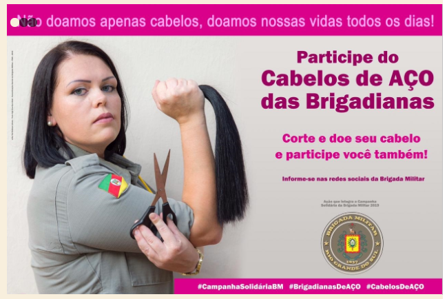 Brigadianas doam cabelos em ação do Dia da Mulher