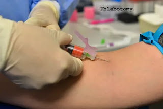 Phlebotomy - is the process of making an incision in a vein with a needle.