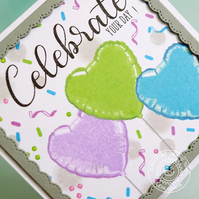 Sunny Studio Stamps: Bold Balloons Framed Birthday Celebration Card by Lexa Levana