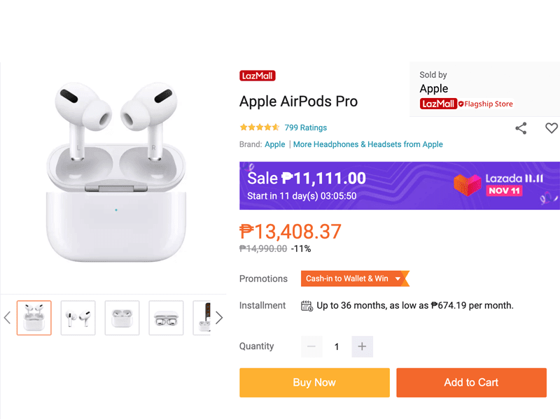 Deal: Get the AirPods Pro for only PHP 11K at Apple Store Lazada this November 11!