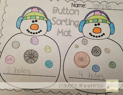 Crayons and Whimsy Snowman Button Sorting