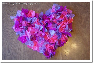 Tissue Paper Textured Valentine's Heart Craft