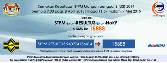 Semakan Keputusan STPM Ulangan Penggal 3 2014