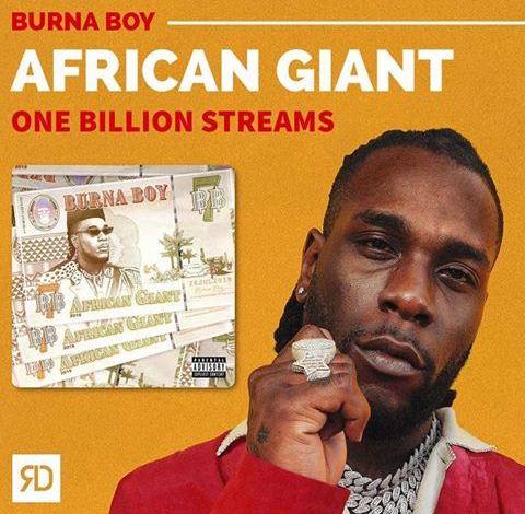 Burna Boy's Album 'African Giant' Hits 1 Billion Streams