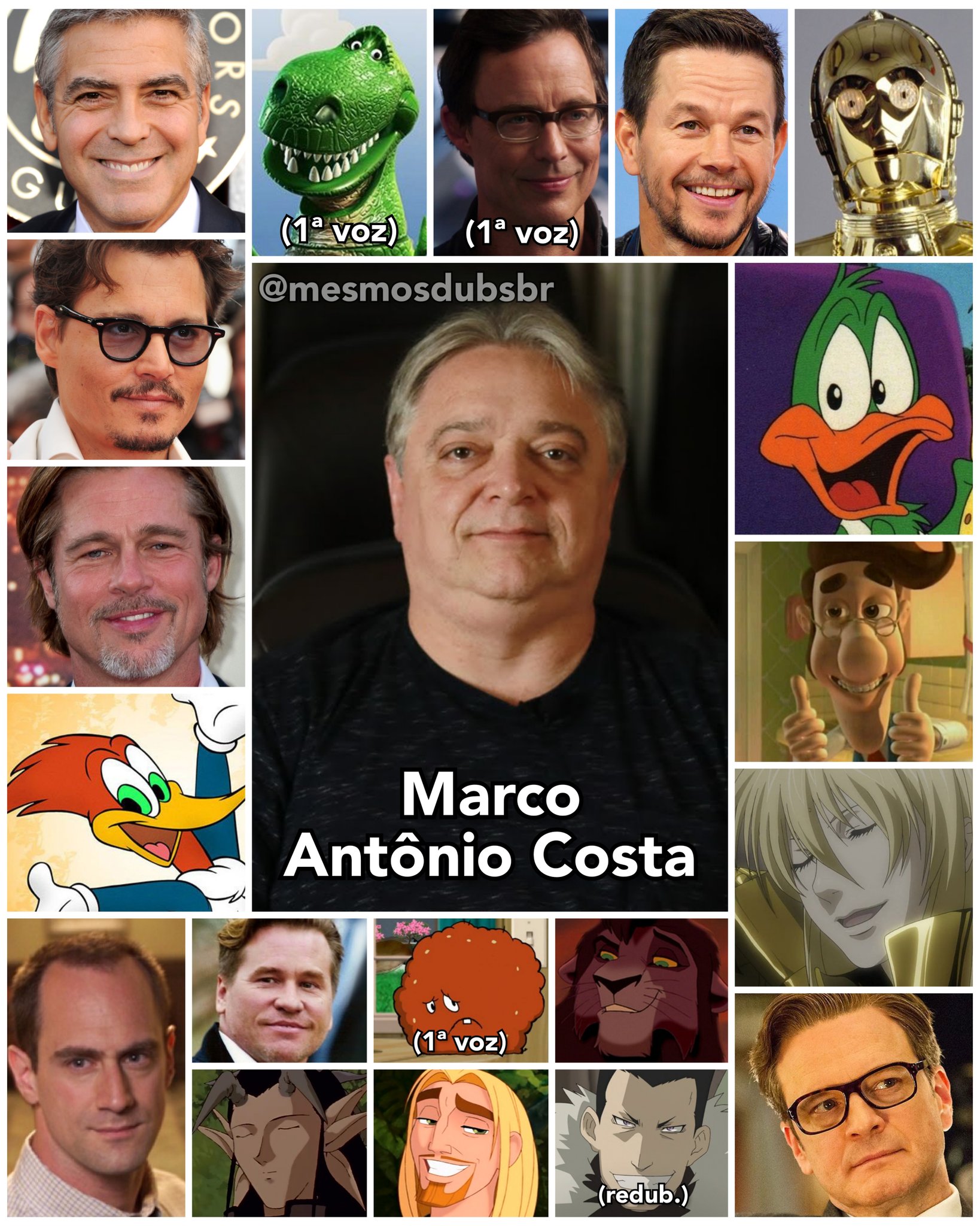 Dublador Marco Antonio Costa Johnny Depp Brad Pit George Clooney Pica-pau Chefe Wiggum Simpsons Mundo da Dublagem Elenco de Dublagem