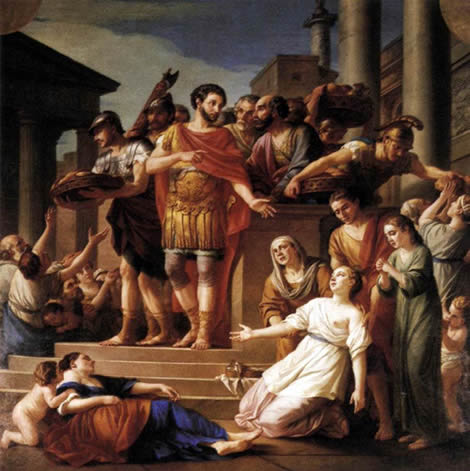 Marcus Aurelius distributing bread