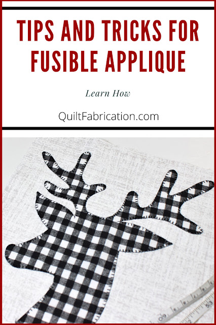 tips and tricks for fusible applique with a black and white checked deer head by QuiltFabrication