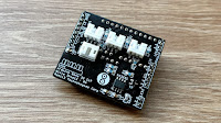 Underside of the Arduino board, JST connectors for power and switches