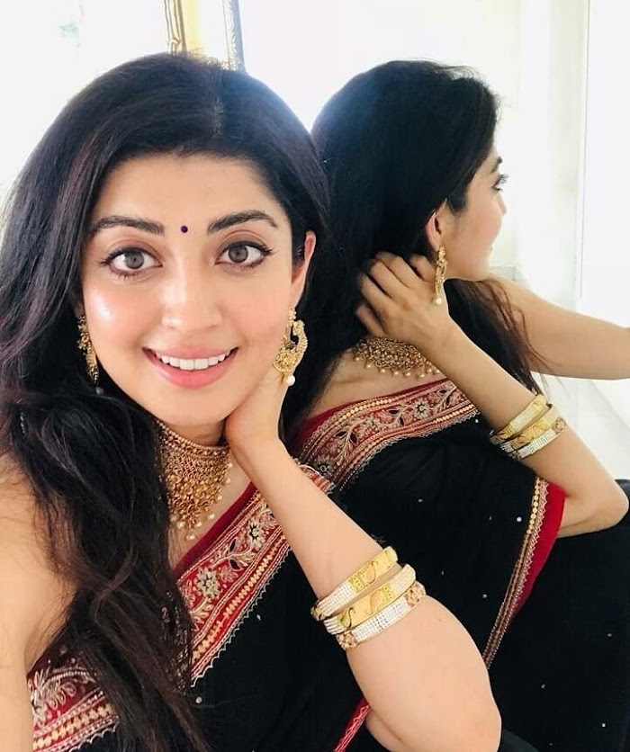 Pranitha Beautiful Cute Saree Photos-Hot Images wearing Saree