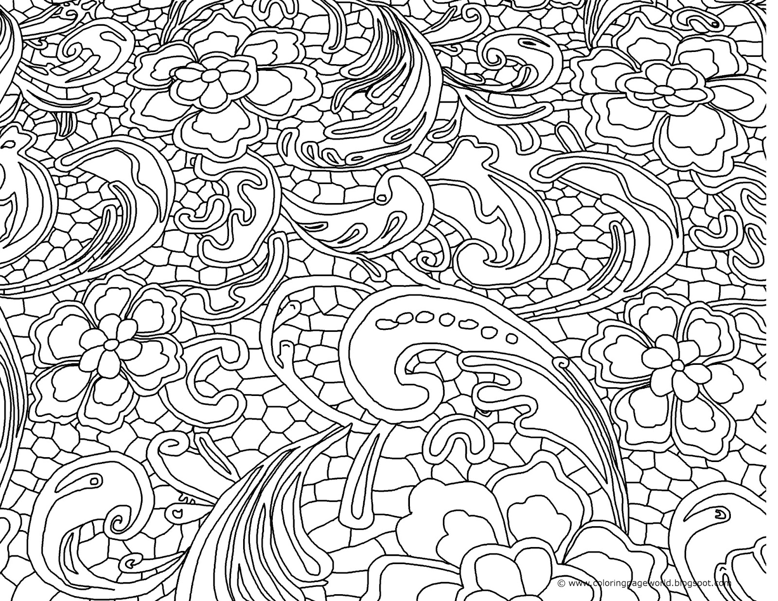 Download Coloring Page World: Flowery (Landscape)