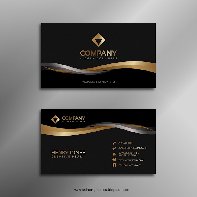 black and Golden Business card Template Free Download Red Rock Graphics