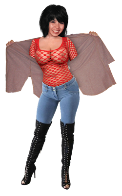 Girl in revealing red fishnet PNG clipart