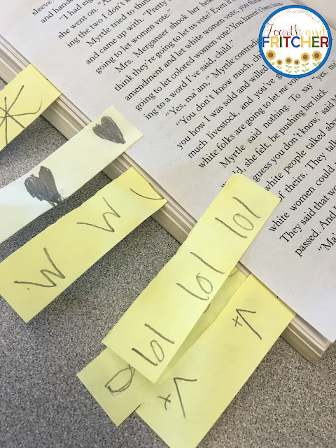 thinking codes using sticky notes