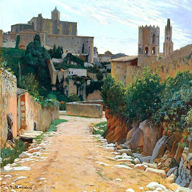 Paisaje de Gerona, Vista de Gerona, JaSantiago Rusiñol y Prats, Pintor español, Jardines y Parques, Paisajes de Santiago Rusiñol, Pintores Catalanes, Pintura española, Jardines de Aranjuez, Jardines de españa, Paisajes de Santiago Rusiñol, Jardins d'espanya