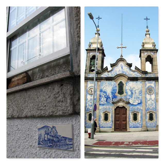 fachadas de casa e de Igreja com azulejos