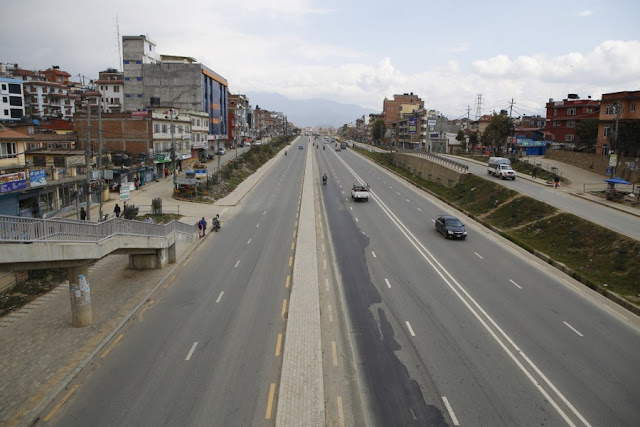 Almost empty ring road during lockdown, Kathmandu, Nepal