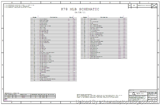 Apple Macbook Air A1370 (MLB K78) Macbook Air 11.6inch Laptop Schematics