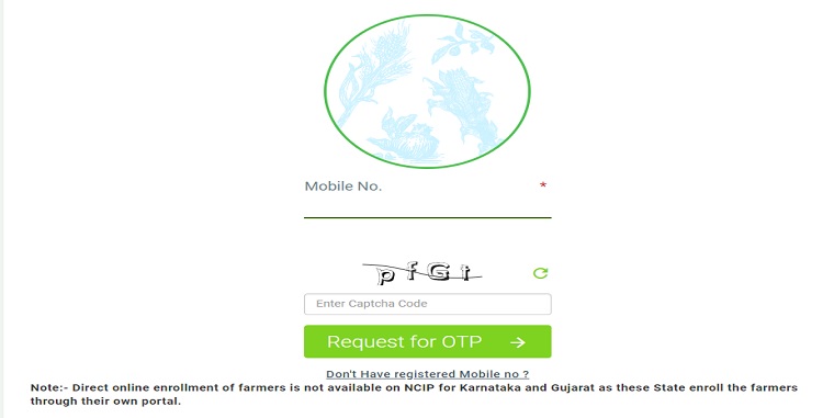 Pradhan Mantri Pik Vima Yojana Request For OTP