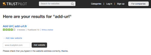 Submit an URL to Trustpilot