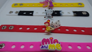 10 Bracciali Mia e Me in 3D braccialetti in silicone personalizzati gadget regalini fine festa a tema compleanno bambine