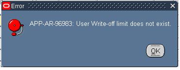 APP-AR-96983 : User Write-off limit does not exist