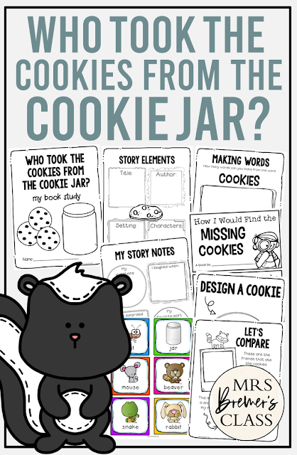 Who Took The Cookies From the Cookie Jar book activities unit with literacy companion activities for Kindergarten and First Grade