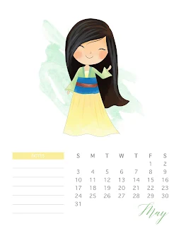 Princesas Disney: Calendario 2020 para Imprimir Gratis.