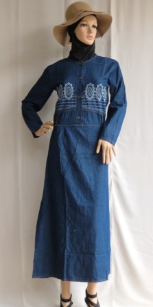  Gamis Jeans Cantik Modern GJ1093 Grosir Baju Muslim 