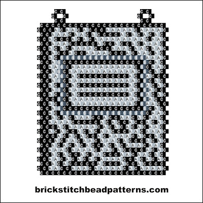 Free brick stitch seed bead necklace pendant pattern labeled color chart