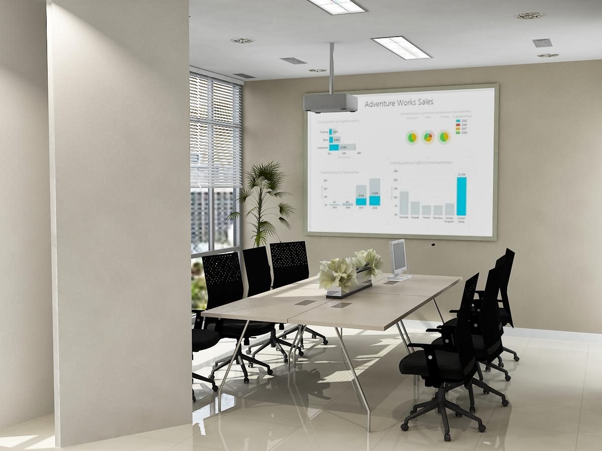 Desain ruang meeting minimalis  dengan meja  meeting warna 