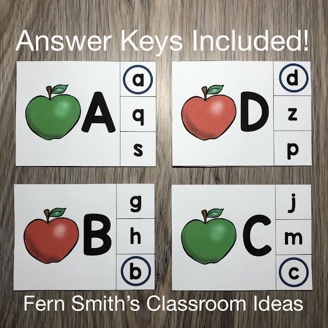 Click Here to Download This Apple Themed Alphabet Clip Card Literacy Center with FOUR Ways to Differentiate Using Uppercase & Lowercase Letters for Your Classroom Today!