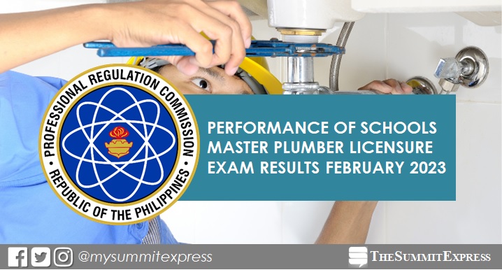 PERFORMANCE OF SCHOOLS: February 2023 Master Plumber board exam result