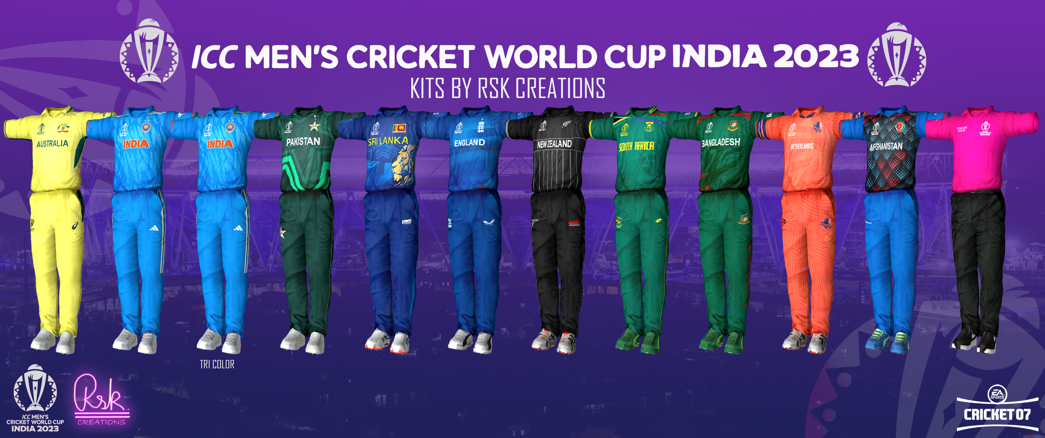 ICC World Cup 2023 HD Kits for EA Cricket 07