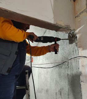 Hammer drill in action