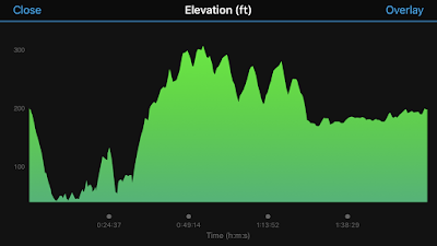 graph of the elevation of my run. There is a lot of up and down, especially at the start.