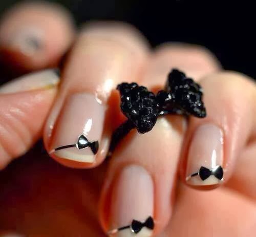Cute Black Nail Designs with Bows