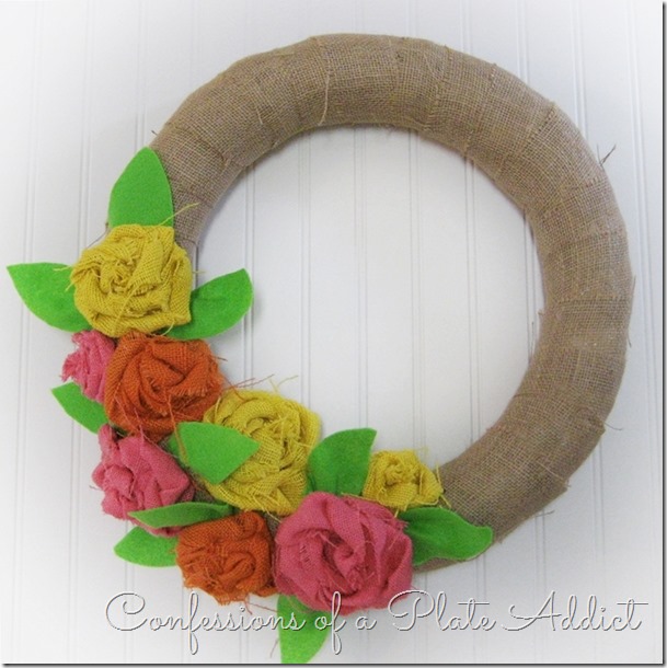 CONFESSIONS OF A PLATE ADDICT No-Sew Burlap Rose Wreath tutorial2