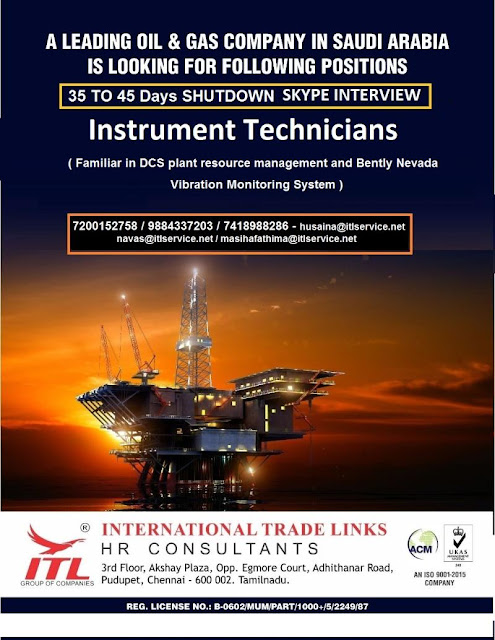 Instrument Technician, Instrumentation Jobs, Saudi Arabia Jobs, Oil & Gas Jobs, Shutdown Jobs, ITL HR Consultants, 